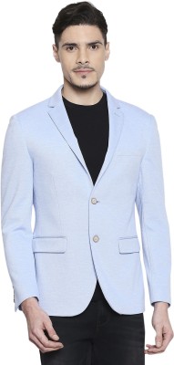 MUFTI Self Design Single Breasted Casual, Festive & Wedding, Party, Lounge Wear, Formal Men Blazer(Light Blue)