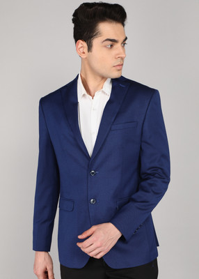 PETER ENGLAND Solid Tuxedo Style Formal Men Blazer(Light Blue)