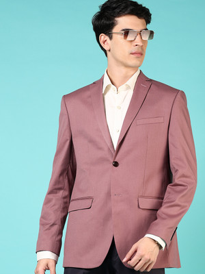 V-MART Solid Single Breasted Casual Men Blazer(Pink)