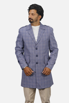 gargian master cut Checkered Single Breasted Casual, Party Men Blazer(Grey)