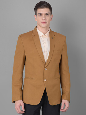 Canary London Solid Single Breasted Casual Men Blazer(Gold)