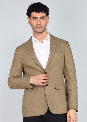 PETER ENGLAND Solid Single Breasted Casual Men Blazer(Beige)