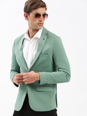 SHOWOFFFF Solid Single Breasted Casual Men Blazer(Light Green)