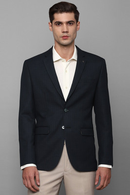 LOUIS PHILIPPE Checkered Single Breasted Formal Men Blazer(Dark Blue)