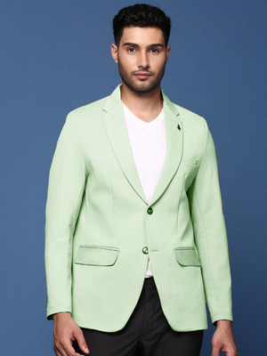 SHOWOFFFF Solid Single Breasted Casual Men Blazer(Green)