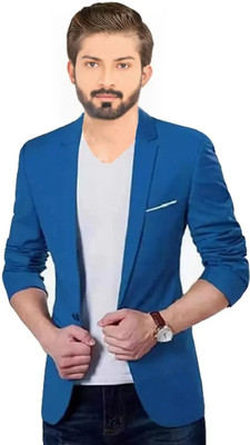 HUMJOLI MENS WEAR Solid Single Breasted Formal, Casual, Party, Festive & Wedding Men Blazer(Blue)