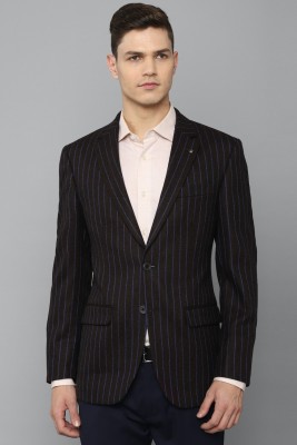 LOUIS PHILIPPE Striped Single Breasted Formal Men Blazer(Brown)