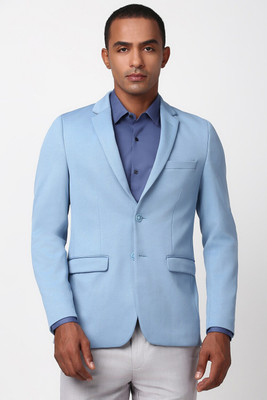 PETER ENGLAND Self Design Single Breasted Formal Men Blazer(Blue)