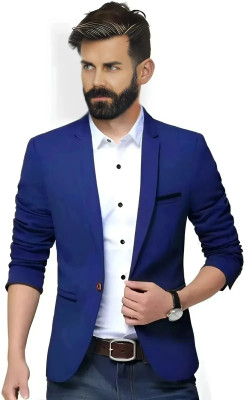 Darbar In Solid Single Breasted Casual, Formal, Festive & Wedding Men Blazer(Blue)