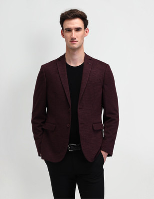 ARROW Solid Single Breasted Formal Men Blazer(Red)
