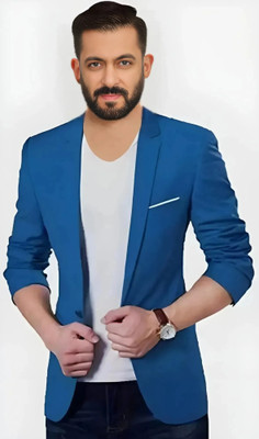 Darbar In Solid Single Breasted Casual, Formal, Festive & Wedding Men Blazer(Blue)