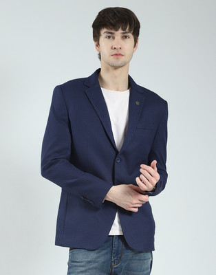 MONTE CARLO Solid Single Breasted Casual Men Blazer(Blue)
