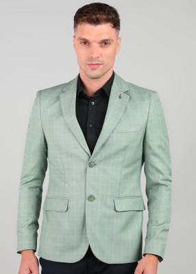 KILLER Checkered Single Breasted Casual Men Blazer(Light Green)