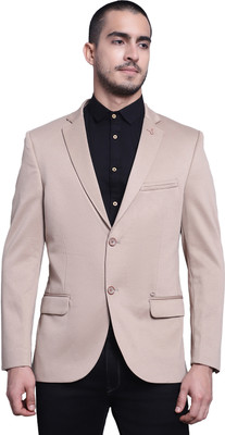 CANTABIL Solid Single Breasted Casual Men Blazer(Beige)