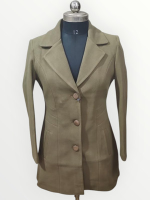 Pepzo Solid Double Breasted Casual Women Blazer(Green)