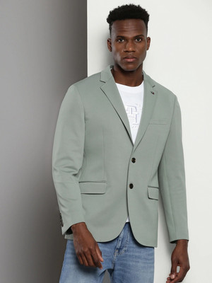 TOMMY HILFIGER Solid Single Breasted Casual Men Blazer(Green)