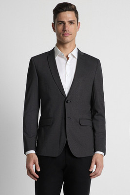 PETER ENGLAND Solid Single Breasted Formal Men Blazer(Grey)