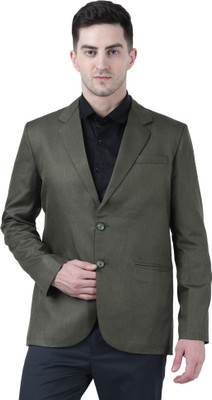 AD & AV Solid Single Breasted Festive & Wedding Men Blazer(Dark Green)