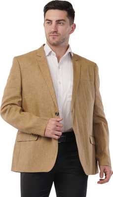 integration Solid Single Breasted Formal Men Blazer(Yellow)