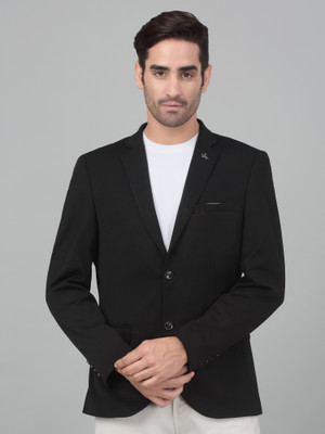 CANTABIL Self Design Single Breasted Casual Men Blazer(Black)