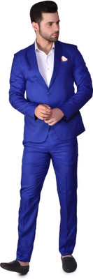 PRINT CULTR Solid Single Breasted Festive & Wedding Men Blazer(Blue)