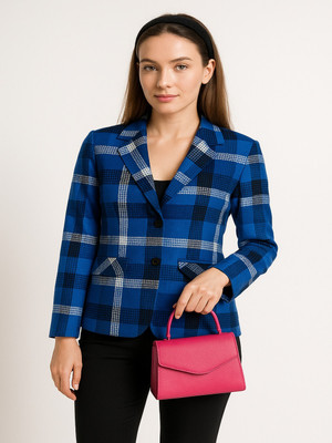 BLUEWEARS Checkered, Printed Single Breasted Casual, Formal, Party, Festive & Wedding Women Blazer(Multicolor)