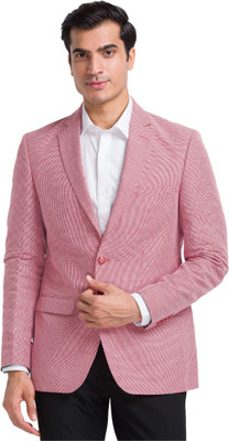 Raymond Self Design Single Breasted Formal Men Blazer(Red)