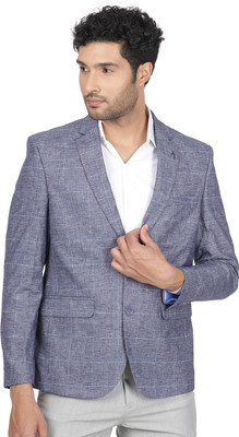 INDIAN TERRAIN Checkered Single Breasted Casual Men Blazer(Blue)