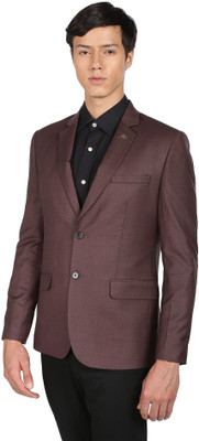 AD by Arvind Solid Single Breasted Formal Men Blazer(Brown)
