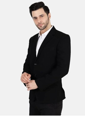 Premiumrobes Solid Single Breasted Formal Men Blazer(Black)