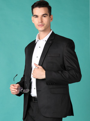 V-MART Solid Single Breasted Casual, Festive & Wedding Men Blazer(Black)
