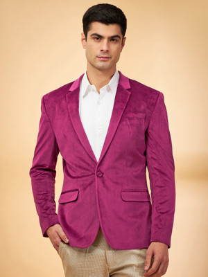 DENNISON Solid Single Breasted Casual Men Blazer(Pink)