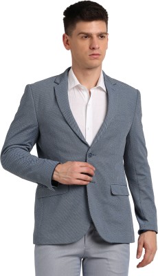 TURTLE Self Design Single Breasted Casual Men Blazer(Grey)