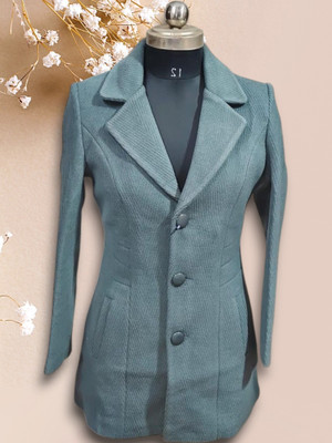 Pepzo Solid Double Breasted Casual Women Blazer(Blue)