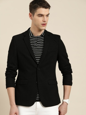 PERFECT PRODUCTIONS Solid Single Breasted Formal Men Blazer(Black)