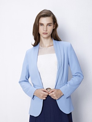 Cover Story Solid Single Breasted Casual Women Blazer(Blue)