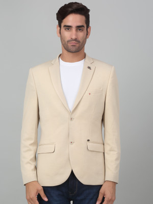 CANTABIL Self Design Single Breasted Casual Men Blazer(Beige)