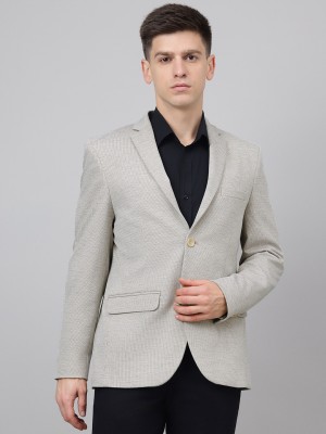 RICHLOOK Solid Single Breasted Casual Men Blazer(Grey)