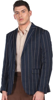 ARROW Striped Double Breasted Formal Men Blazer(Blue)