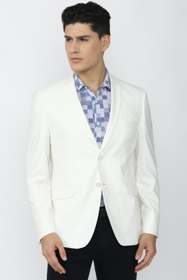 VAN HEUSEN Solid Single Breasted Casual Men Blazer(White)