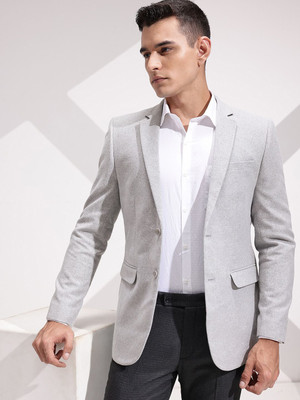 INVICTUS Solid Single Breasted Formal Men Blazer(Grey)