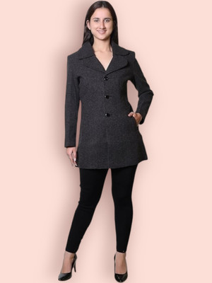 TROO BLUE Solid Double Breasted Casual Women Blazer(Black)