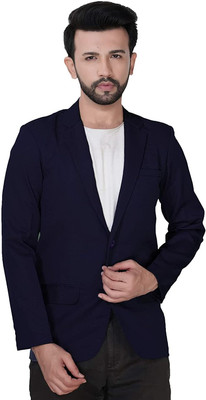 AAVEE Solid Single Breasted Formal Men Blazer(Blue)