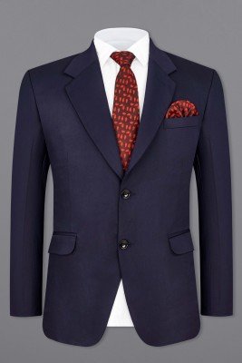 french crown Solid Single Breasted Festive & Wedding, Party Men Blazer(Blue)