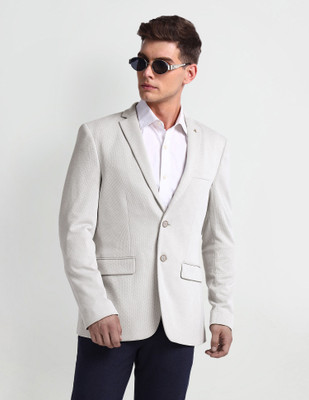 ARROW Solid Single Breasted Formal Men Blazer(Beige)