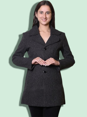 TROO BLUE Solid Double Breasted Casual Women Blazer(Black)
