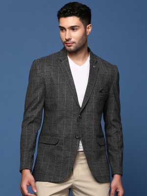 Showoff Striped Single Breasted Formal Men Blazer(Black)