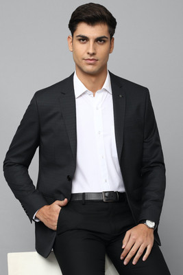 LOUIS PHILIPPE Checkered Single Breasted Formal Men Blazer(Black)