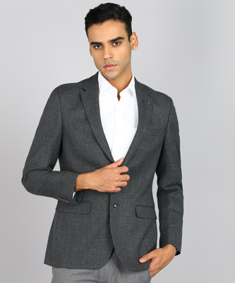 Raymond Solid Single Breasted Formal Men Blazer(Grey)