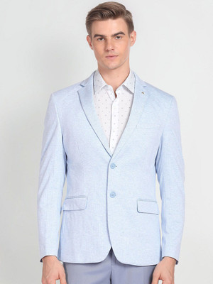 ARROW Solid Single Breasted Formal Men Blazer(Light Blue)